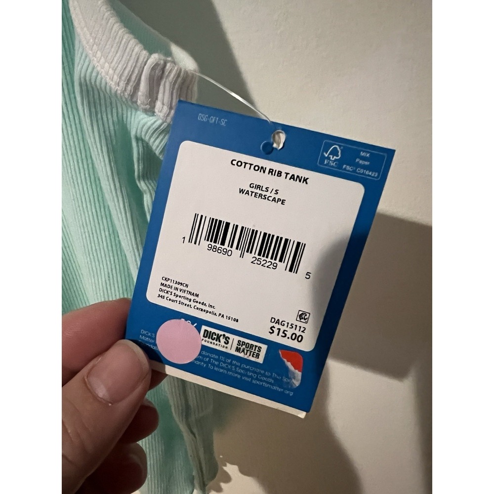 DSG Girls Ribbed Ringer Racerback Tank Top Cotton Rib Size Small Aqua Dust - Picture 3 of 6